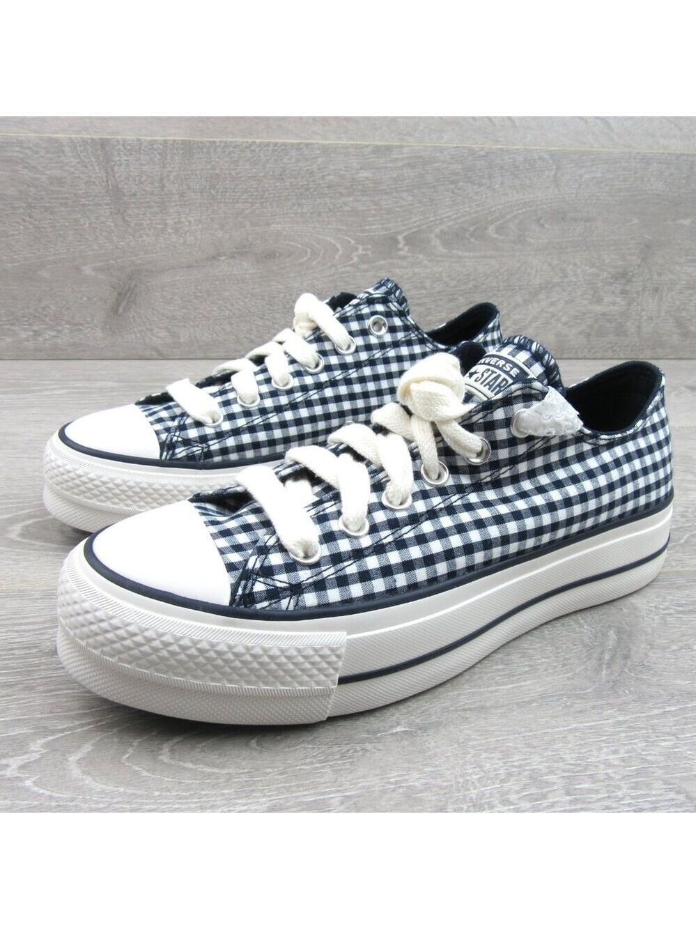 Converse CTAS Lift Platform Gingham Womens Size 8 Obsidian White NEW - Picture 4 of 16